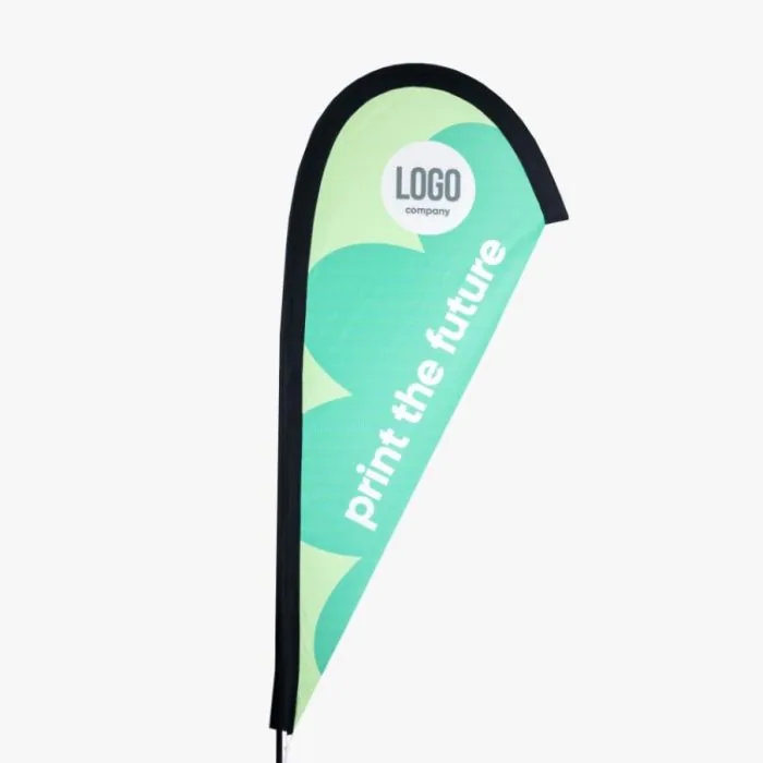 Beachflag Drop met zwarte bies langs de druppelvormige bovenrand