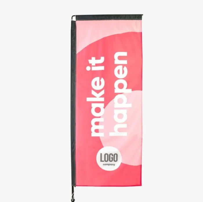 Beachflag Square met zwarte bies rond het doek