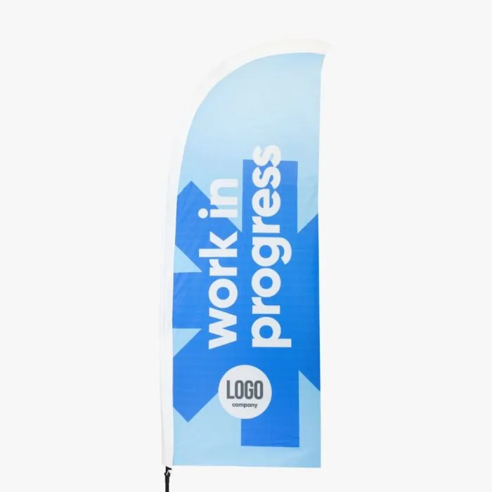Beachflag Straight met witte bies, volledig bedrukt doek aan de mast