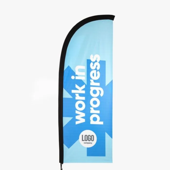 Beachflag Straight met zwarte bies langs de bovenrand