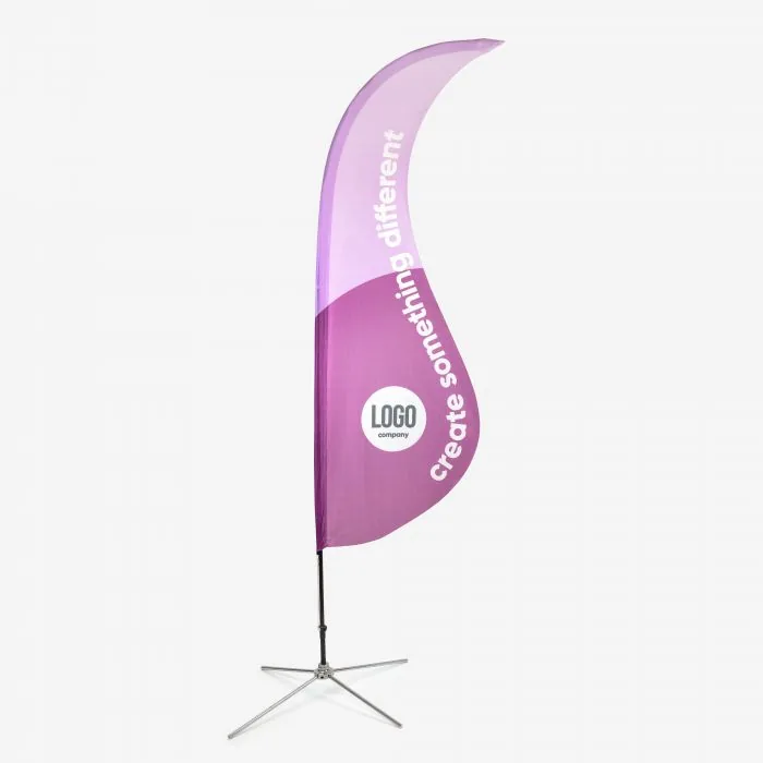 Beachflag Wave compleet op een metalen kruisvoet