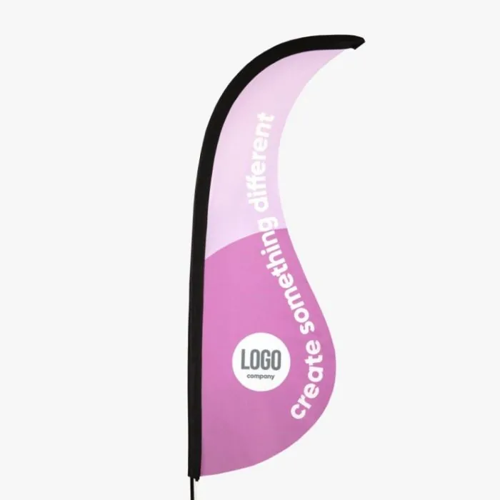 Beachflag Wave met zwarte bies langs de golvende bovenrand