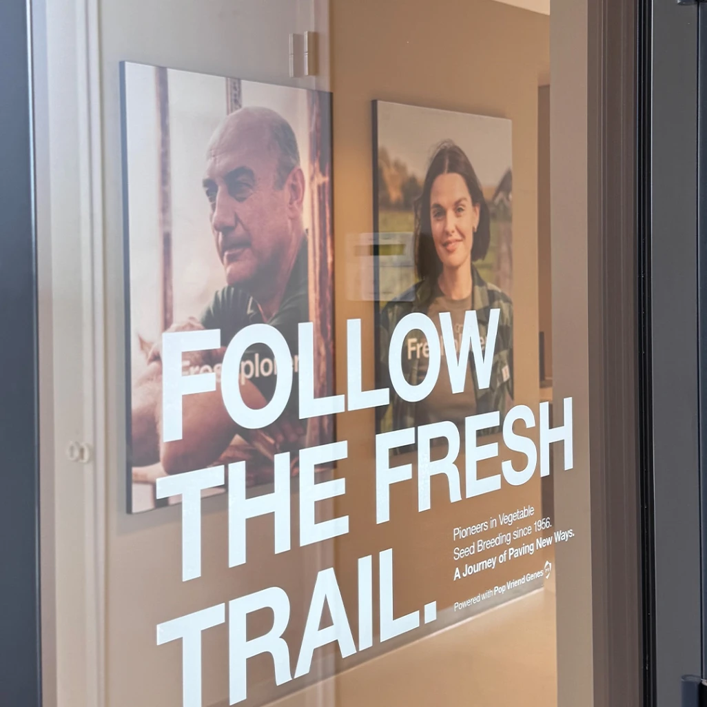 Raamfolie binnen voor privacy en branding op een kantoor