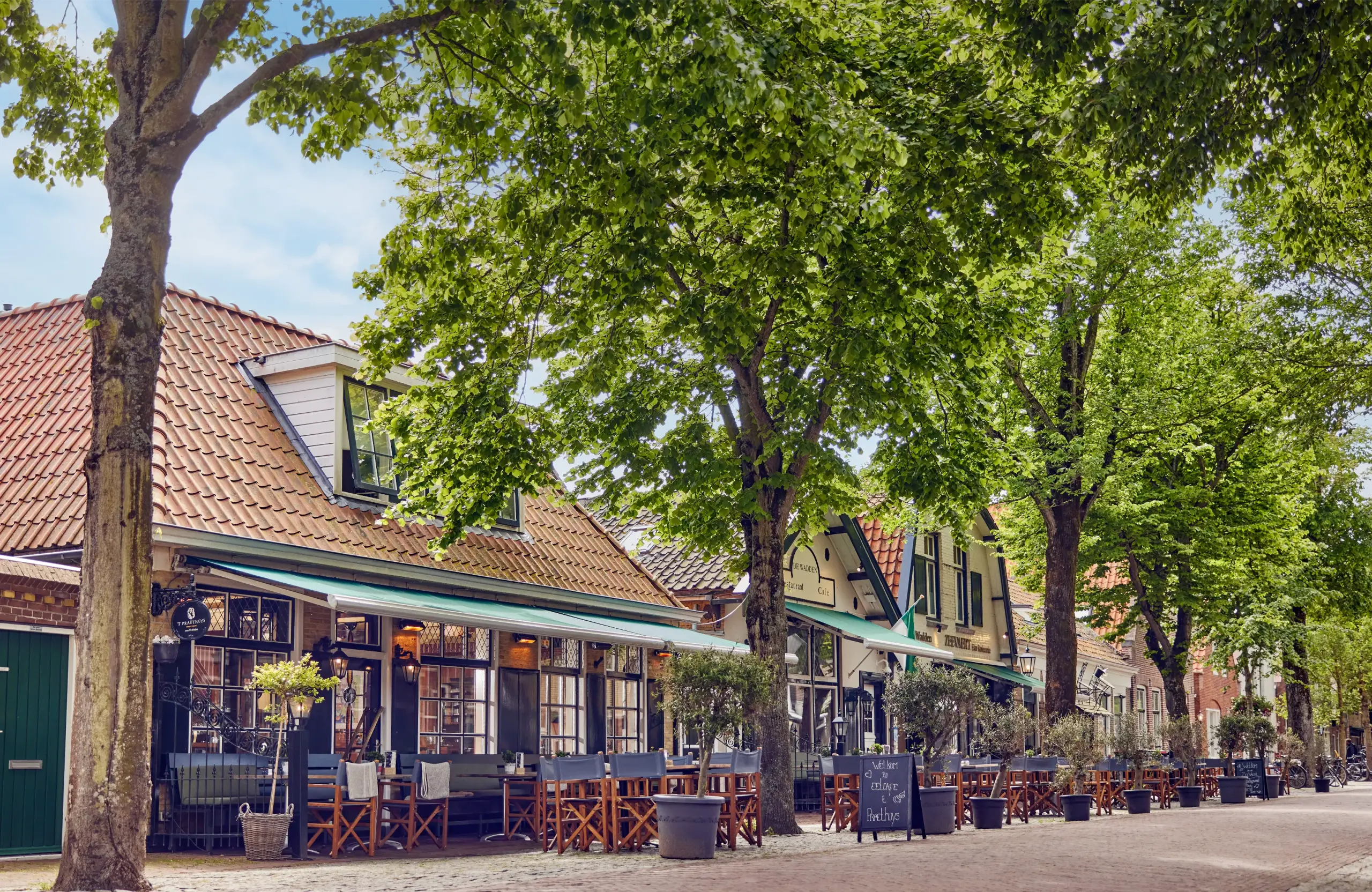 Signing op Vlieland - terras met uitzicht op de Wadden