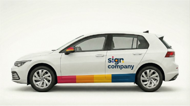 Voorbeeld van striping op een personenauto