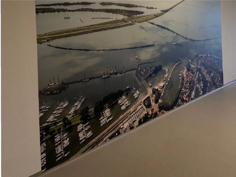 Fotobehang met skyline in het personeelsverblijf