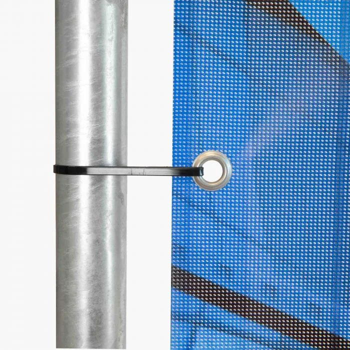Bouwhekdoek, detail van de bevestigingsring