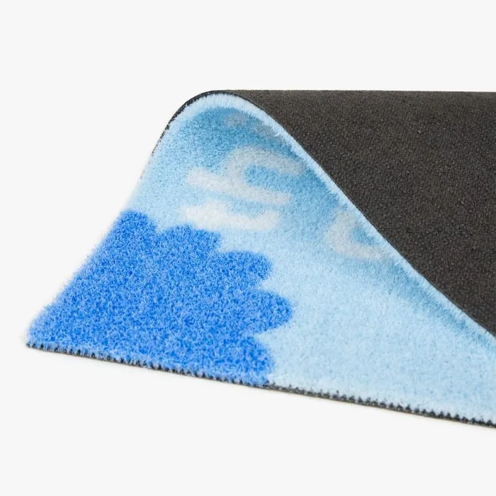 Bedrukte deurmat, detail van de flexibele antislip onderkant