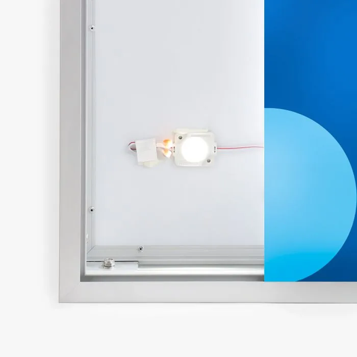 Lichtbak, detail van het kader met LED-verlichting