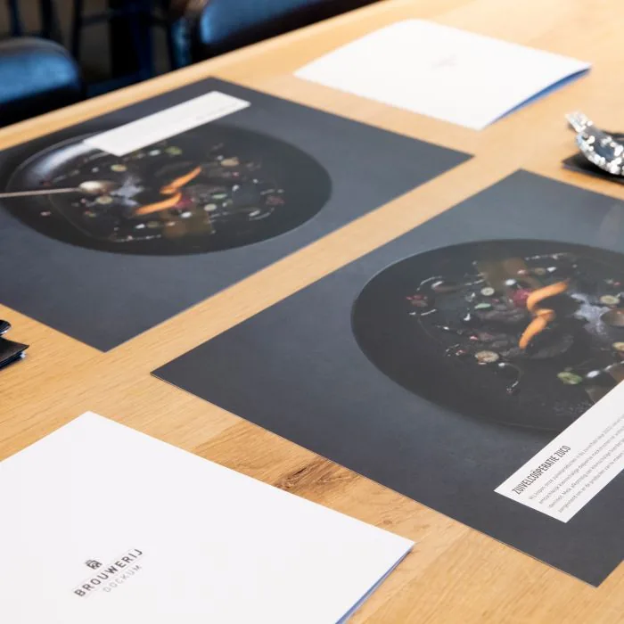 Placemat met full-color foto-afdruk, detail van de bedrukking