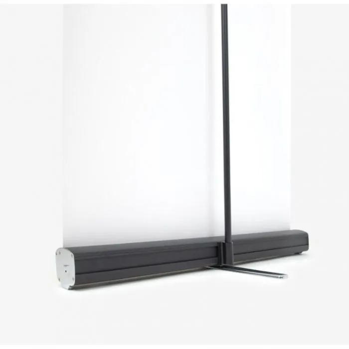Premium roll-up banner, uitvoering met zwarte voet en stang